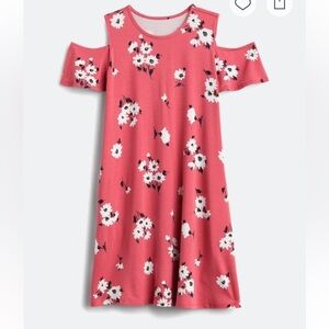 Pink Cold Shoulder Sundress with Short Sleeves